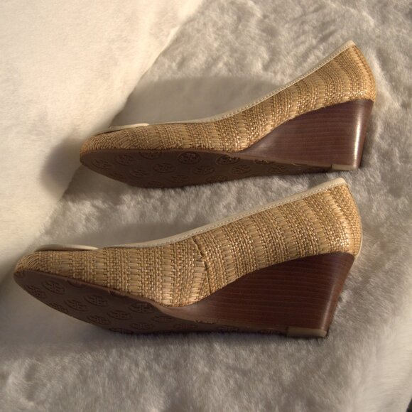 Tory Burch Rattan Raffia wedge heels size 11M - Picture 4 of 4